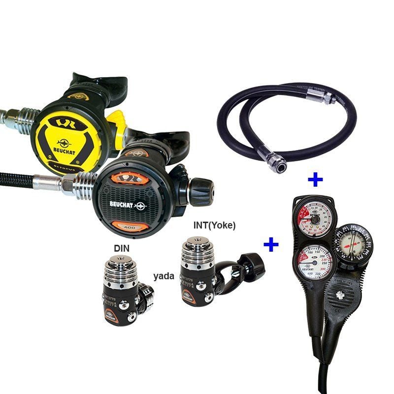 Beuchat Regülatör Set ELITE VR400, Ahtapot, Konsol, BC Hortumu ve Çanta dahil