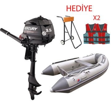 Mercury 3.5 Hp Deniz Motoru + Freesun 300 Ahşap Tabanlı Bot