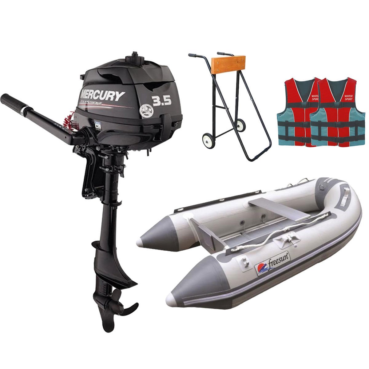 Mercury 3.5 Hp Deniz Motoru + Freesun 300 Ahşap Tabanlı Bot