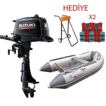 Suzuki 6 Hp Deniz Motoru + Freesun 300 Ahşap Tabanlı Bot