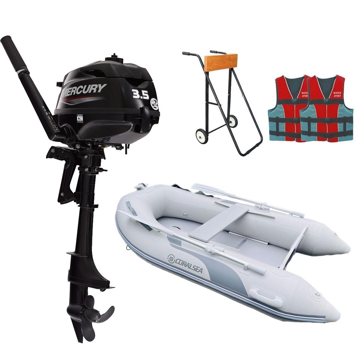 Mercury 3.5 HP Deniz Motoru + Coralsea 230 Ahşap Tabanlı Bot