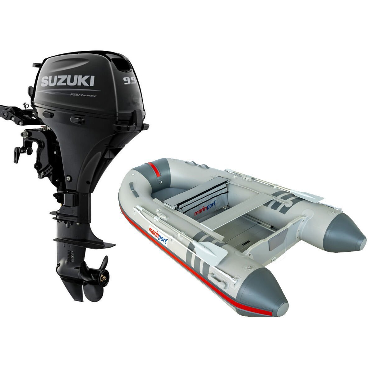 Marinport 400 Ahşap Tabanlı Şişme Bot + Suzuki 9.9 HP Deniz Motoru