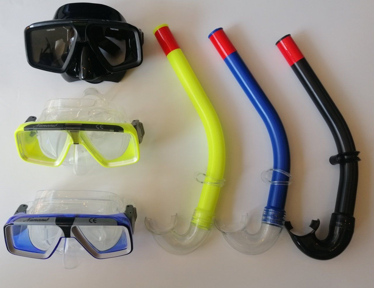 M-05 Maske + Sn-03p Snorkel (10adet) ŞEFFAF-MAVİ