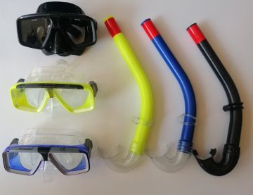 M-05 Maske + Sn-03p Snorkel (10adet) ŞEFFAF-MAVİ