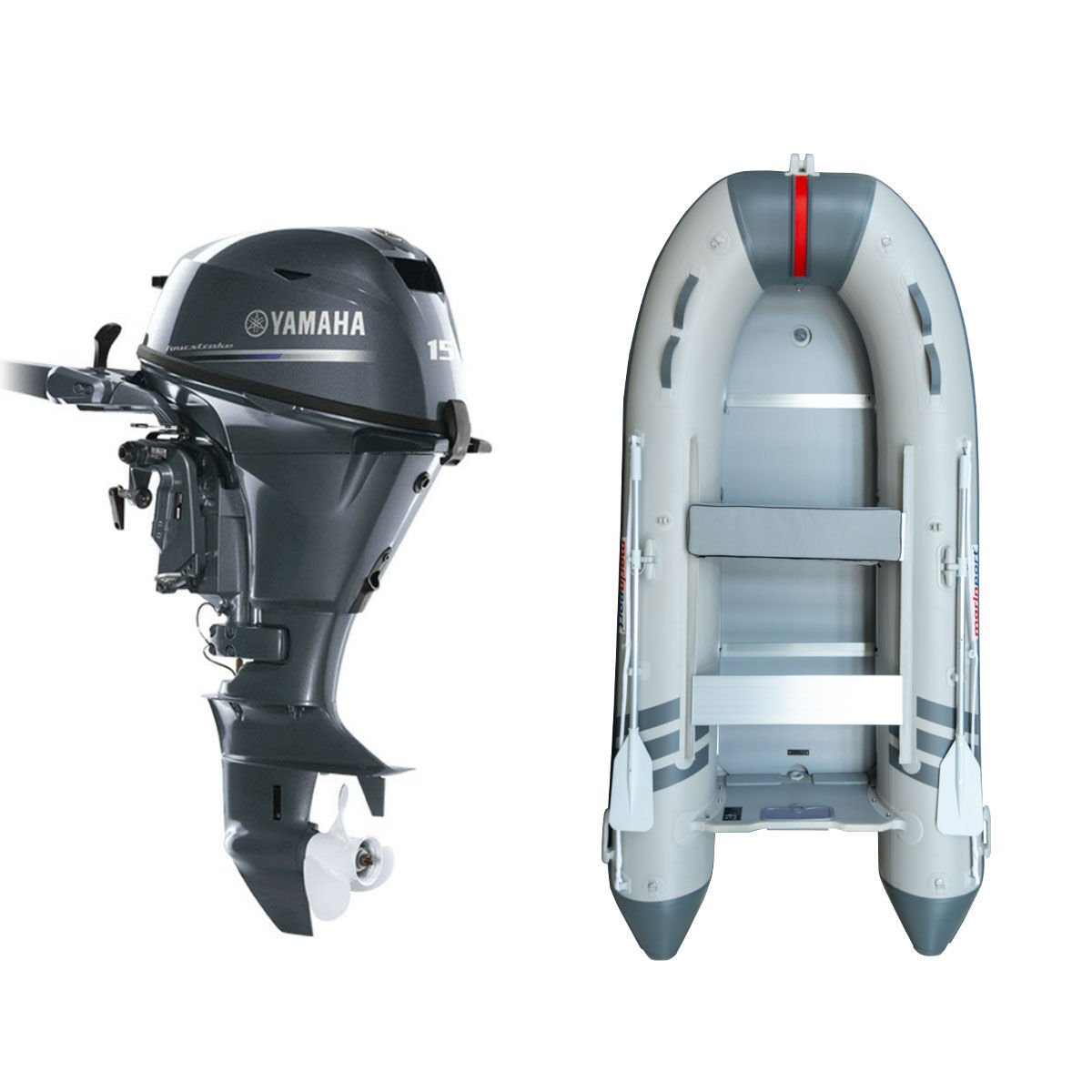 Marinport 4.30 Ahşap Taban Şişme Bot + Yamaha 15 HP Deniz Motoru