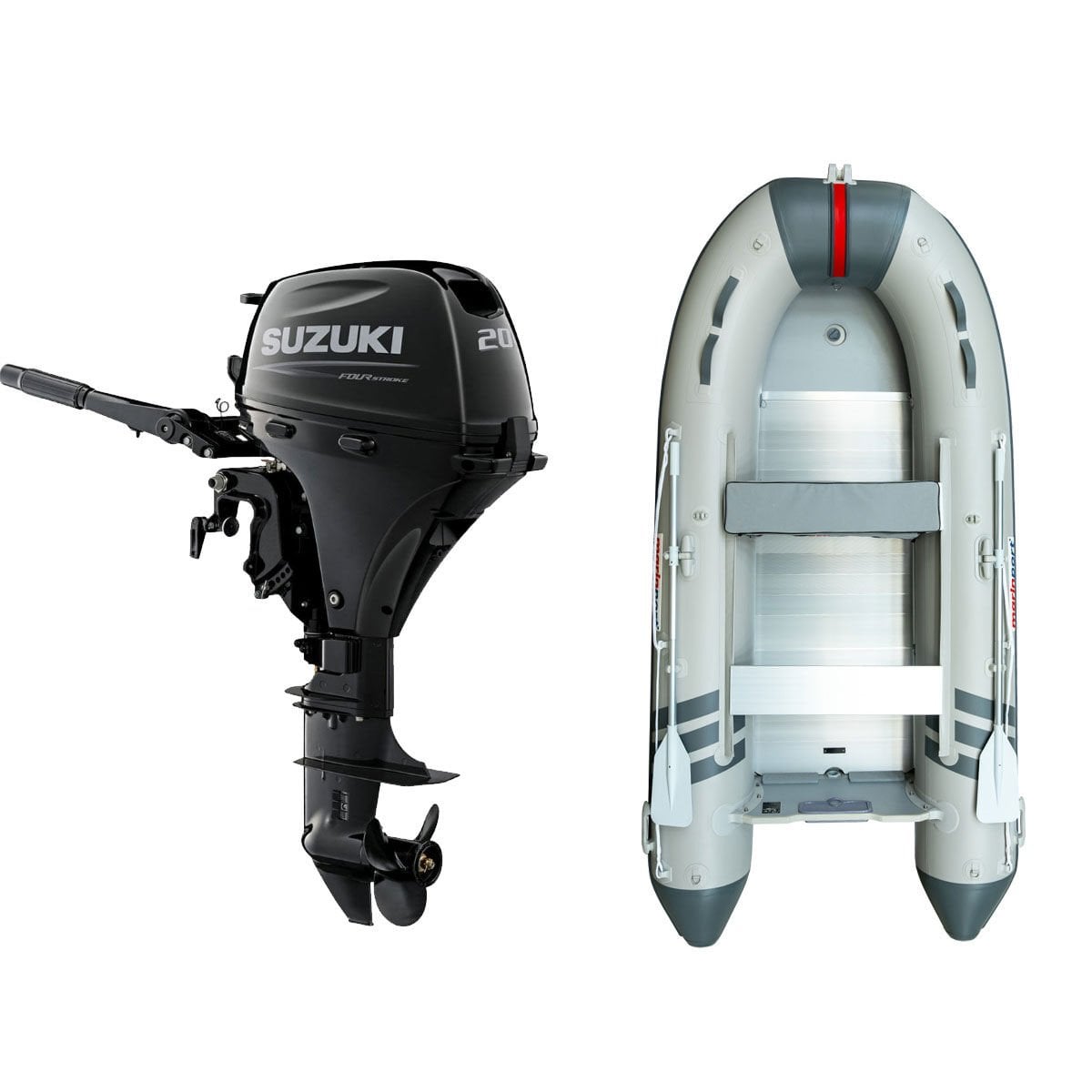 Marinport 4.30 Alüminyum Taban Şişme Bot + Suzuki 20 HP Deniz Motoru