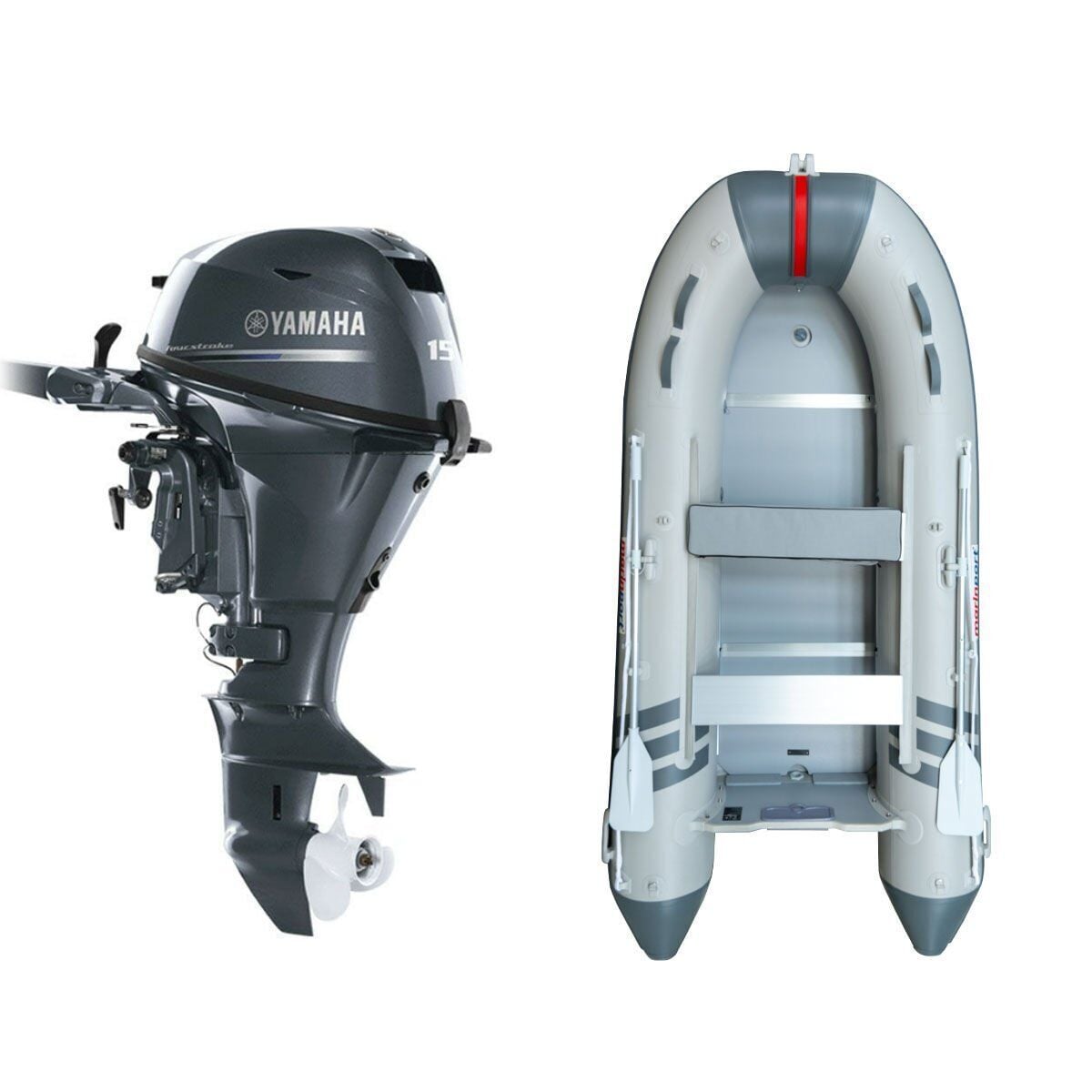 Marinport 3.70 Ahşap Taban Şişme Bot + Yamaha 15 HP Deniz Motoru