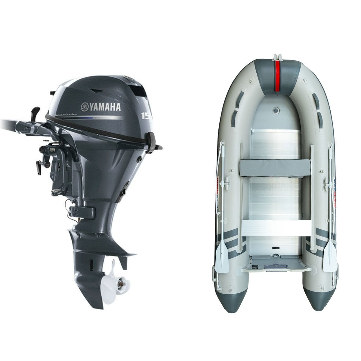 Marinport 3.70 Alüminyum Taban Şişme Bot + Yamaha 15 HP Deniz Motoru